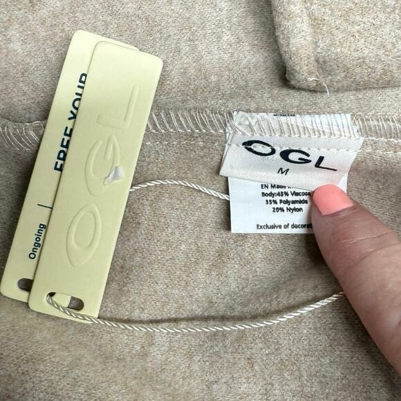 NWT | OGL | Wool-like Flared Midi Skirt | Heather Beige | Medium - Picture 6 of 12